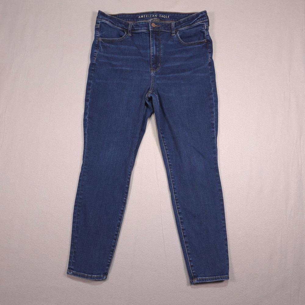 American Eagle Next Level Stretch Skinny Jeans Dark Wash Womens 16 Short